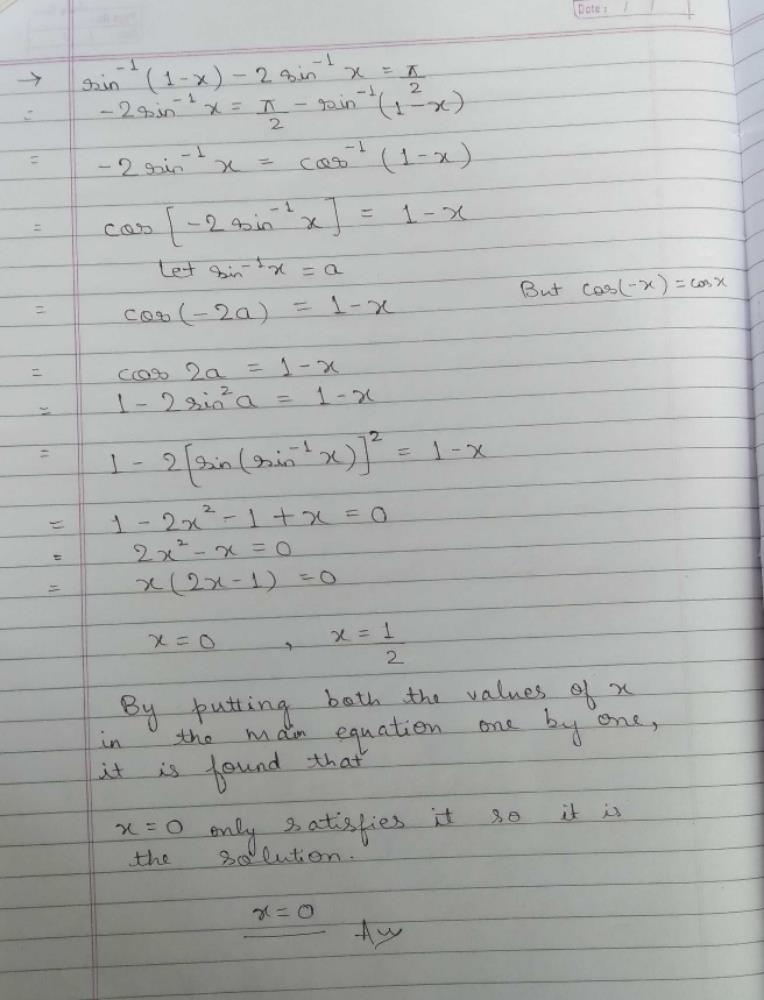 Solve X Sin 1 1 X 2sin 1x P 2 Edurev Class 11 Question Solve X Sin 1 1 X 2sin 1x P 2 Edurev Class 11 Question