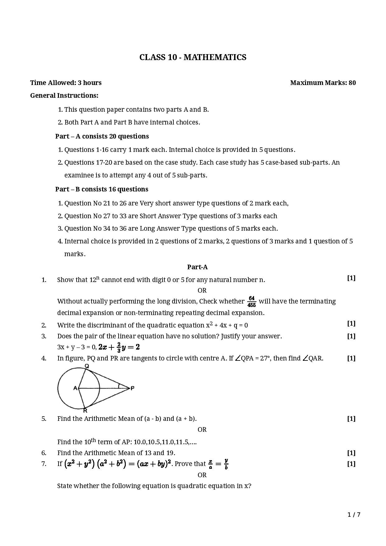 essay 1 question paper maths