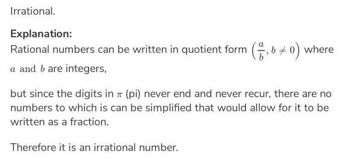 Pie 22 7 Is A Rational Number True Or False Edurev Class 10 Question