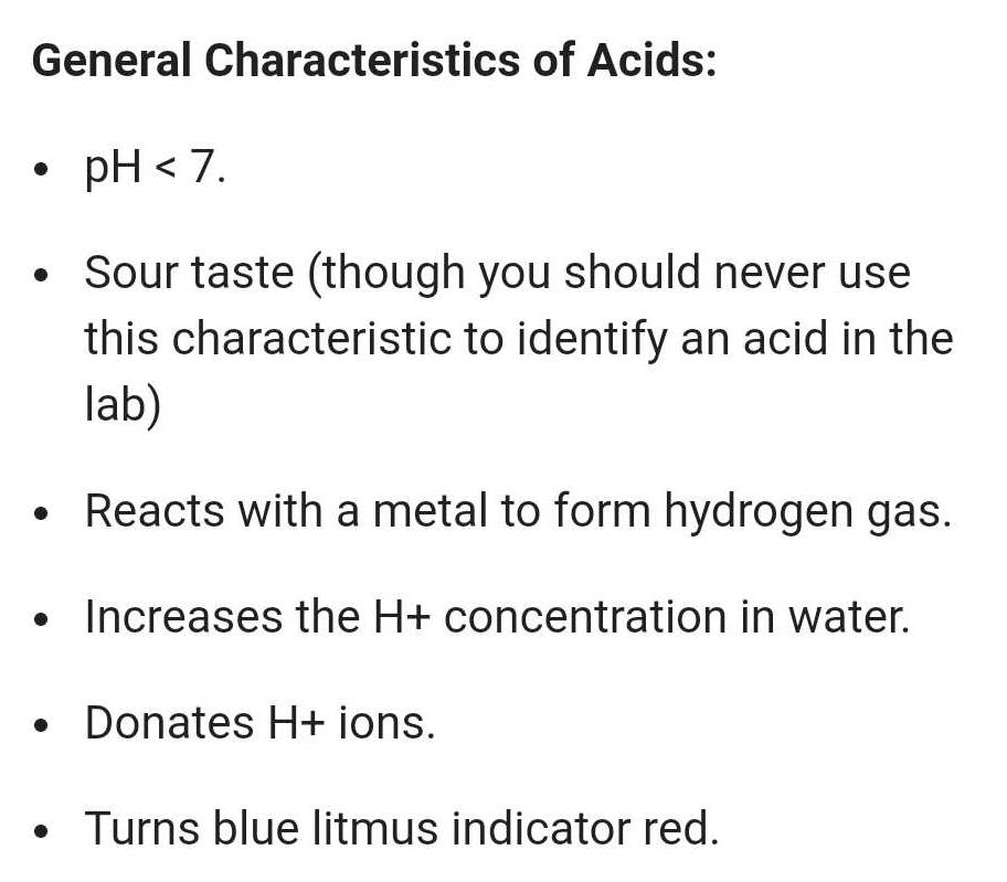 Write down characteristics of acid.? | EduRev Class 10 Question