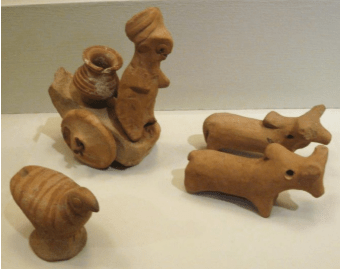 Miniature Votive Images or Toy Models from Harappa, c. 2500 BCE - The Indus River Valley Civilization created figurines from terracotta, as well as bronze and steatite