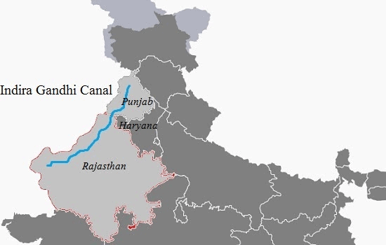 Indira Gandhi Canal on Map