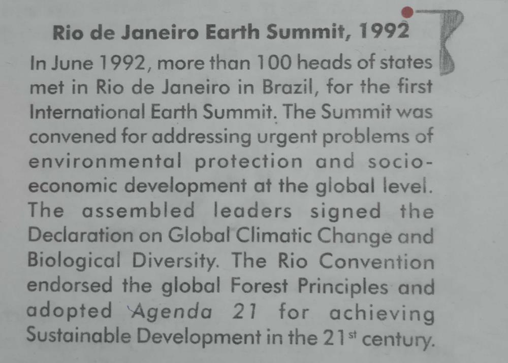 Where Was The First International Earth Summit Held A Rio De Janeirob Genevac Switzerlandd Philippinescorrect Answer Is Option A Can You Explain This Answer Edurev Class 10 Question
