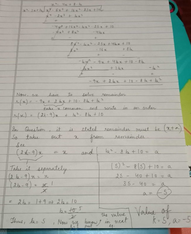 X 4 6x 3 16x 2 25x 10 If the polynomial x^4 - 6x^3 + 16x^2 - 25x + 10 is divided by another
