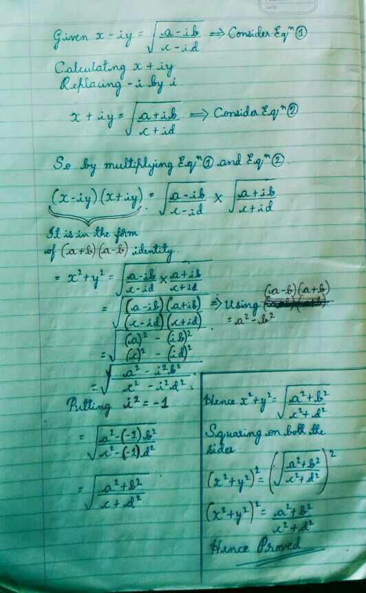 If X Iy A Ib C Id Prove That X Y A B C D Edurev Class 10 Question