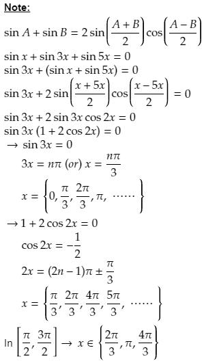 The no. of solution of sinx sin3x sin5x =0 in the interval [Π/2,3Π/2 ...