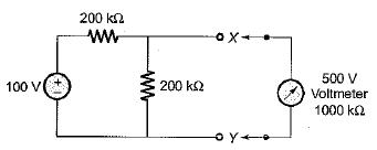 A 50 V range voltmeter is connected across the terminals X and Y of the ...