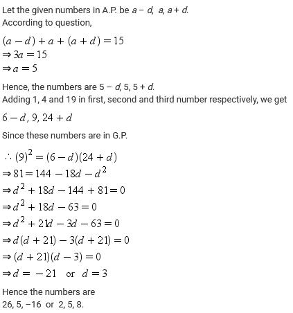 The sum of 3 numbers in A.P. is 15. If 1, 4 and 19 be added to them ...