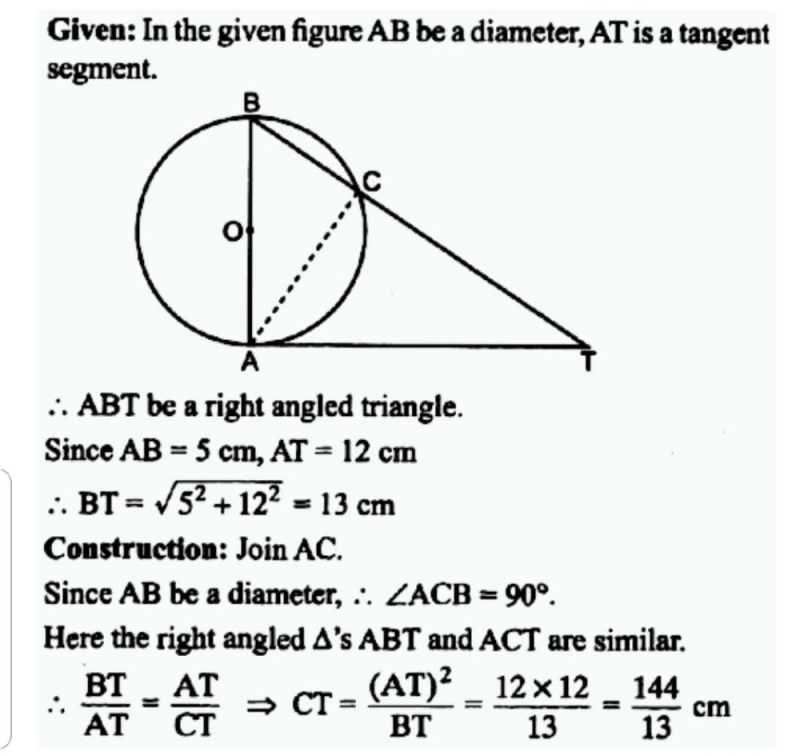 In The Given Figure Ab Is A Diameter Of A Circle The