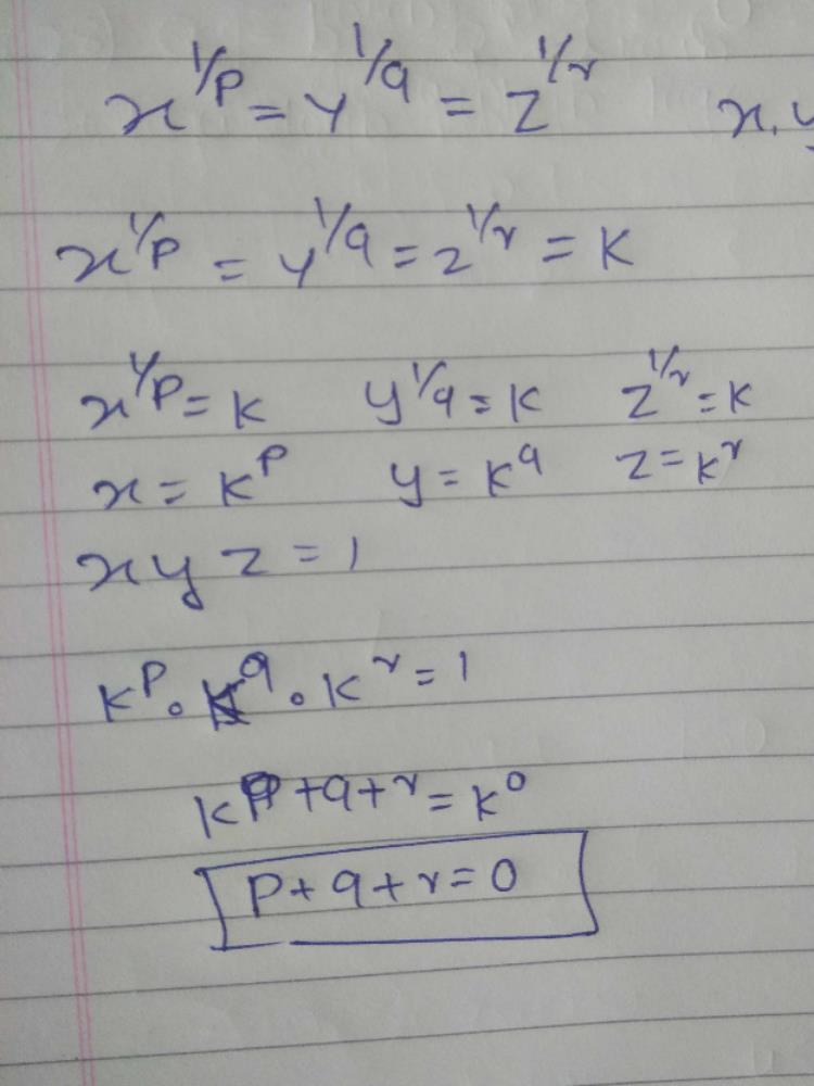 X 1 P Y 1 Q Z 1 R And Xyz 1 Then The Value Of P Q R Is Edurev Ca Foundation Question