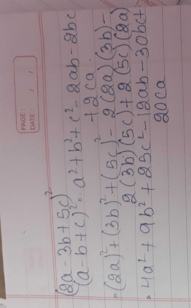 The expansion of (2a 3b + 5c)2.a)b)c)d)Correct answer is option 'C