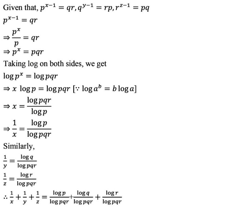 If P X 1 Qr Q Y 1 Rp R Z 1 Pq Then The Value Of 1 X 1 Y 1 Z Equals Edurev Class 9 Question