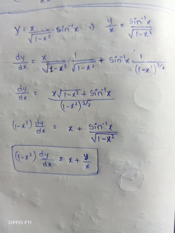 If Y X Sin 1 X 1 X 2 Prove That 1 X 2 Dy Dx X Y X Edurev Class 12 Question