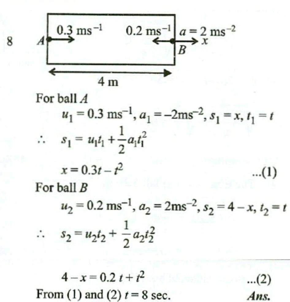 A Rocket Is Moving In A Gravity Free Space With A Constant Acceleration Of 2 Ms2 Along X Direction See Figure The Length Of A Chamber Inside The Rocket Is 4 M