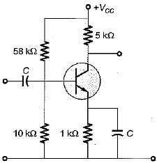 The transistor in the amplifier shown has the following parameters:hfe ...