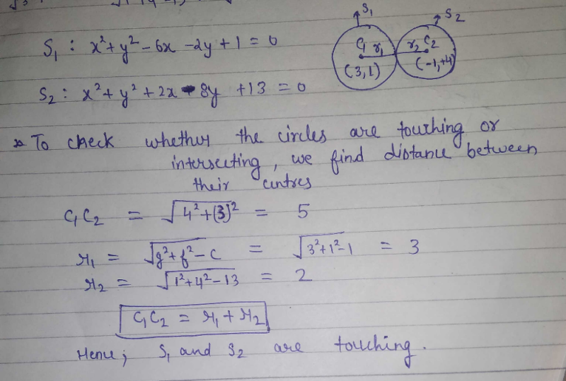 Circles X2 Y2 6x 2y 1 0 And X2 Y2 2x 8y 13 0a Do Not Touch Each Otherb Do Not Intersectc Intersect At Two Pointsd Touch Each Othercorrect Answer Is Option D Can You Explain This Answer Edurev Jee Question