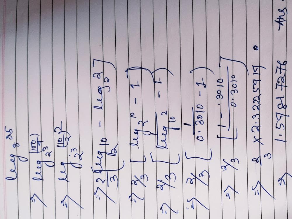 The Value Of Log 25 To The Base 8 Given Log 2 0 3010 Is Edurev Ca Foundation Question