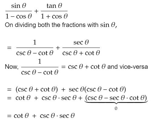 Tan 1 Cot Cot 1 Tan 1 Sec Cosec Sin/1-cos tan/1 cos =sec×cosec cot? | EduRev Class 10 Question