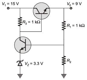 In The Voltage Regulator Shown Below Vt Is The Unregulated At 15 V Assume Vbe 0 7 V And The Base Current Is Negligible For Both The Bjts If The Regulated Output